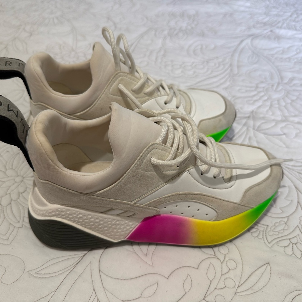 Stella McCartney White and Neon Gradient Sneakers